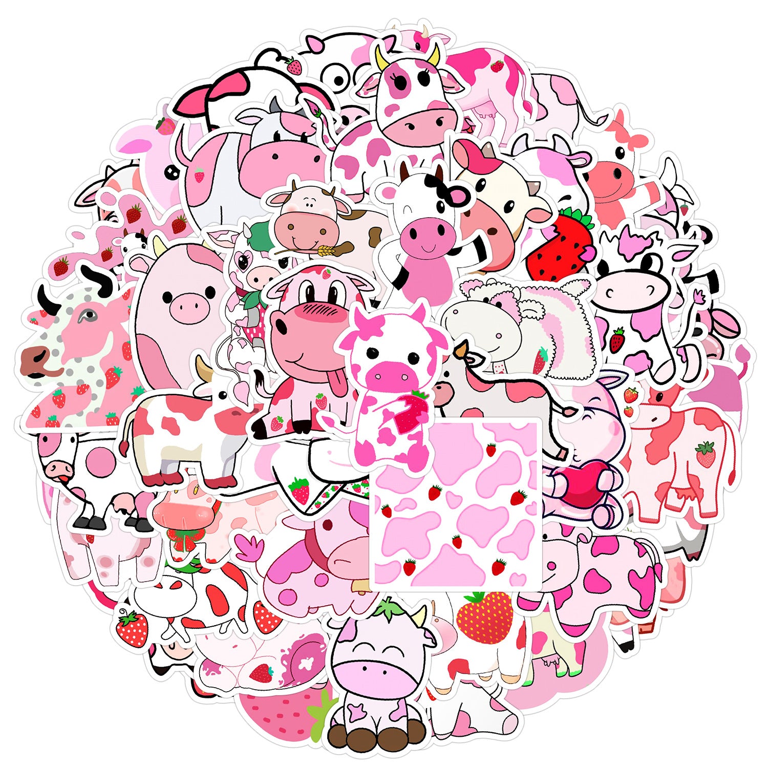 Wholesale 50 sheets pink cow graffiti stickers waterproof stickers